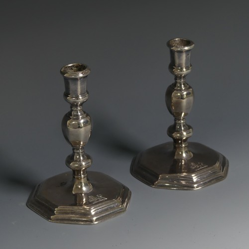 1 - A pair of William III silver Britannia standard Candlesticks, by Mark Paillet, hallmarked London 169... 