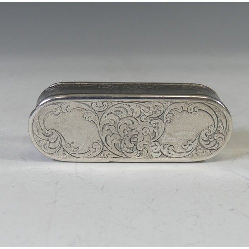 13 - A Victorian Scottish silver Snuff Box, hallmarked Edinburgh 1856, makers mark 'GC', of rounded recta... 