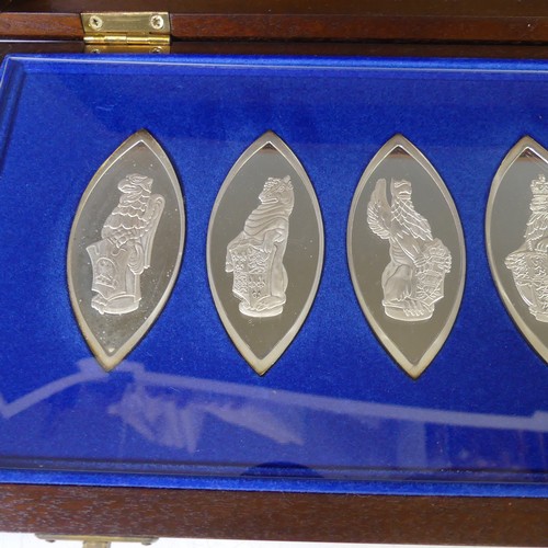 29 - The Queen's Silver Jubilee 'Queen's Beasts' Commemorative Ingot Set, ten navette shaped ingots depic... 