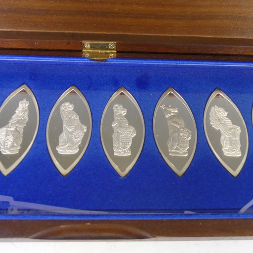 29 - The Queen's Silver Jubilee 'Queen's Beasts' Commemorative Ingot Set, ten navette shaped ingots depic... 