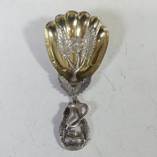 45 - A Victorian silver gilt Caddy Spoon, by Hilliard & Thomason, hallmarked Birmingham, 1852, the gi... 