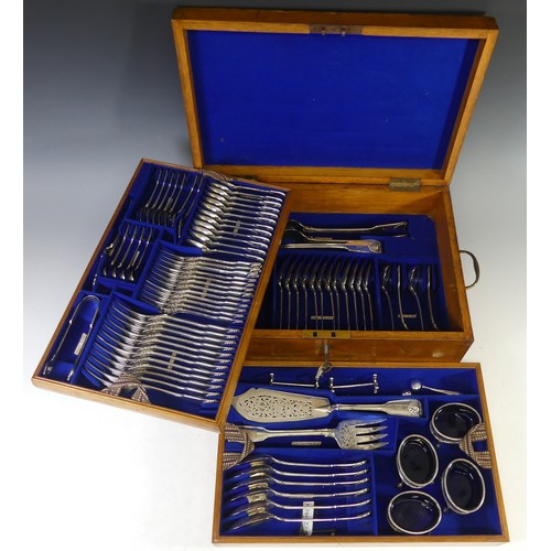 71 - A canteen of Victorian silver Cutlery, by Chawner & Co., (George Adams), hallmarked London, 1876... 