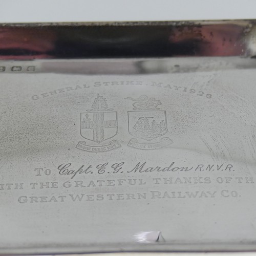 87 - Railwayana; A small silver presentation Tray, by A C Bloxham Ltd., hallmarked Birmingham, 1926, the ... 