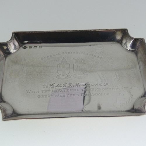 87 - Railwayana; A small silver presentation Tray, by A C Bloxham Ltd., hallmarked Birmingham, 1926, the ... 