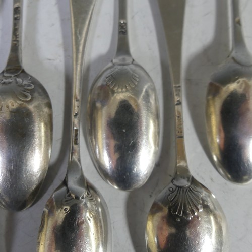 94 - A collection of twelve shellback Teaspoons, mid 18thC, various makers, including one thread, shell &... 