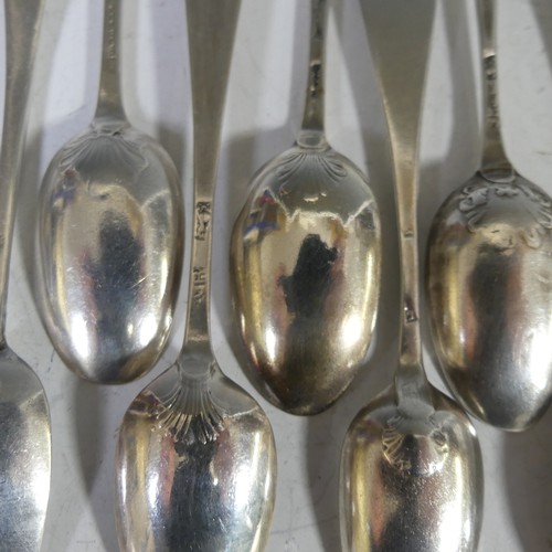 94 - A collection of twelve shellback Teaspoons, mid 18thC, various makers, including one thread, shell &... 