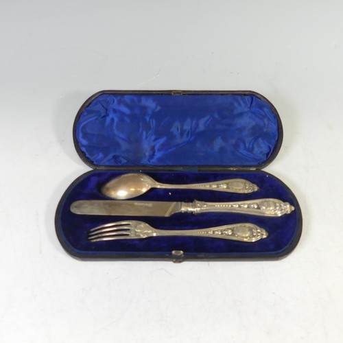 99 - A cased Victorian silver Knife, Fork and Spoon Set, by Martin, Hall & Co., hallmarked Sheffield,... 