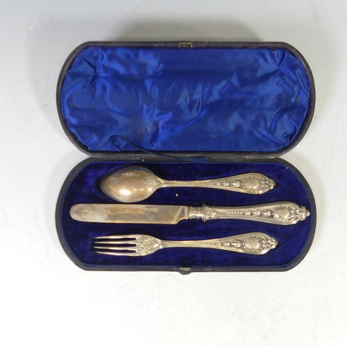 99 - A cased Victorian silver Knife, Fork and Spoon Set, by Martin, Hall & Co., hallmarked Sheffield,... 