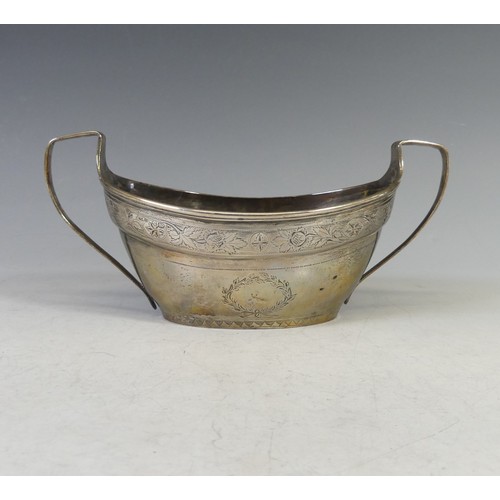 101 - A George III silver two handled Sugar Bowl, marks punched into the band of bright cut decoration and... 