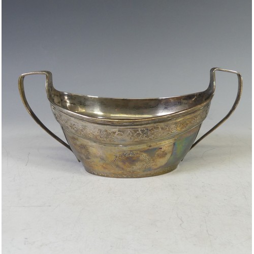 101 - A George III silver two handled Sugar Bowl, marks punched into the band of bright cut decoration and... 