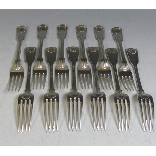 71 - A canteen of Victorian silver Cutlery, by Chawner & Co., (George Adams), hallmarked London, 1876... 