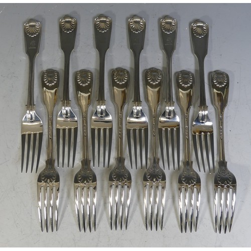 71 - A canteen of Victorian silver Cutlery, by Chawner & Co., (George Adams), hallmarked London, 1876... 