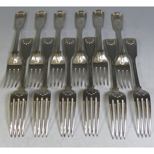 71 - A canteen of Victorian silver Cutlery, by Chawner & Co., (George Adams), hallmarked London, 1876... 