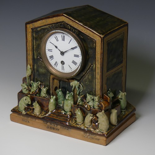 59 - George Tinworth (1843-1913) for Doulton Lambeth; The 'Menagerie' Clock, c.1885. A very rare and fine... 