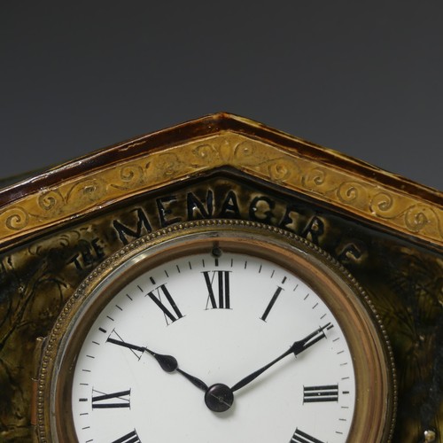 59 - George Tinworth (1843-1913) for Doulton Lambeth; The 'Menagerie' Clock, c.1885. A very rare and fine... 