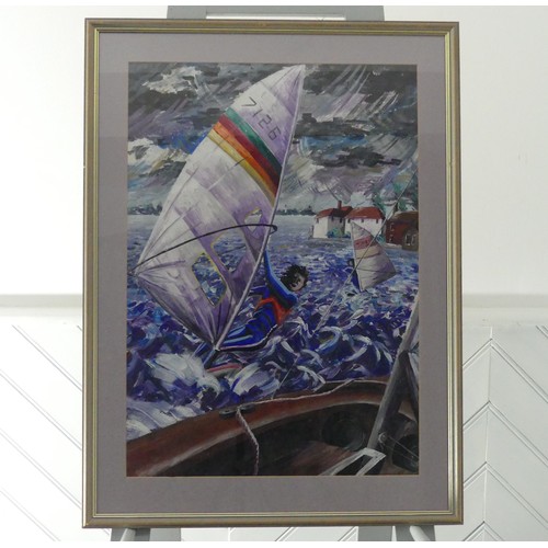 209 - 20th/21st century school, Fishing boat beside a quay, acrylic on board, 60cm x 43cm, framed, togethe... 