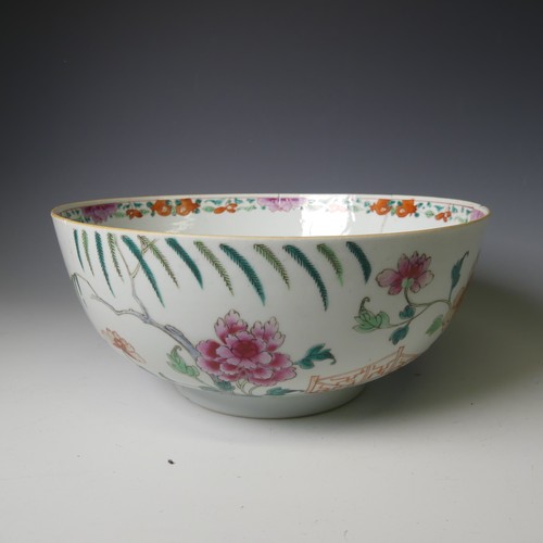 140 - A 19thC Chinese porcelain famille rose Bowl, decorated with figures and fauna enclosed with scale de... 