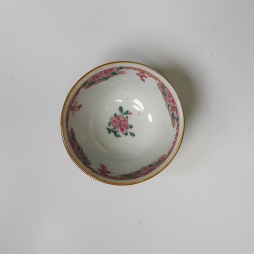 148 - A pair of 18thC Chinese cafe-au-lait famille rose Bowls, the brown ground interspersed with shaped a... 