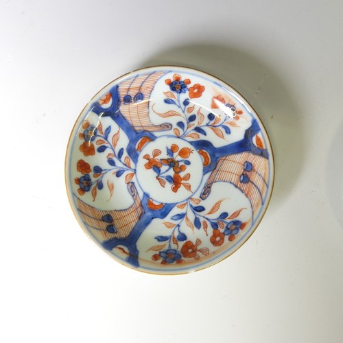 153 - A set of three 19thC Chinese imari palette Teabowls, D 8cm, with corresponding Saucer, D 12cm, decor... 