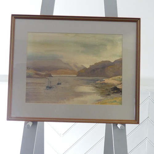 220 - N. E. Fisher (20th century), Loch Inchard, watercolour, 32cm x 43cm, framed, together with a pair of... 