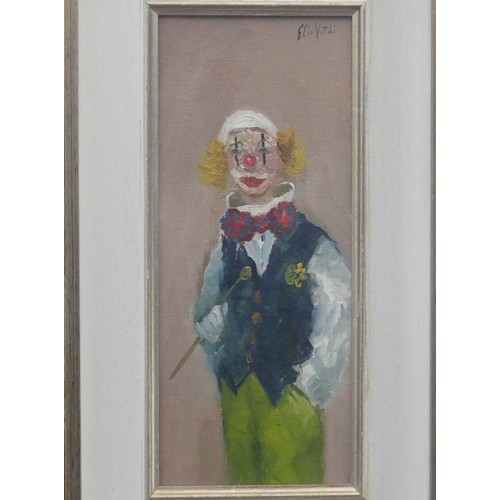 223 - Elio Vitali (20th Century) Italian, Portrait of a Clown, oil on canvas, signed, also signed and insc... 