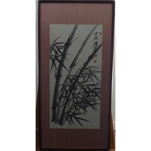 157 - A 20thC Chinese brush painting of Bamboo, black ink on paper, signed and dated in Characters, probab... 