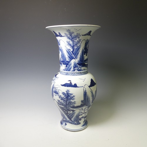 161 - An early 20thC Chinese blue and white porcelain Vase, of baluster form with flared neck, decorated w... 