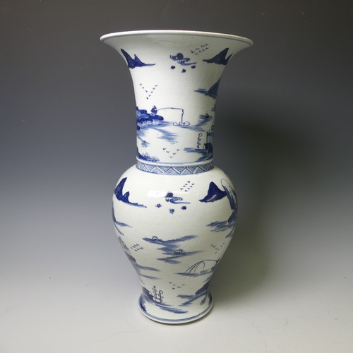 161 - An early 20thC Chinese blue and white porcelain Vase, of baluster form with flared neck, decorated w... 