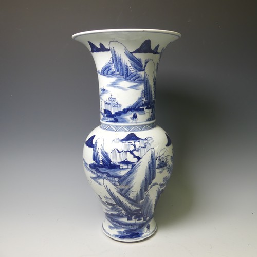 161 - An early 20thC Chinese blue and white porcelain Vase, of baluster form with flared neck, decorated w... 