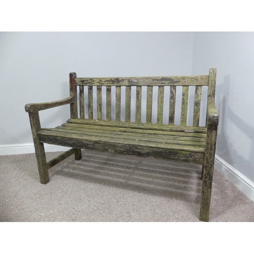 492 - Garden Furniture; a teak Garden Bench, made from wood from HMS Birmingham, with brass plaque, weathe... 