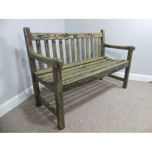 492 - Garden Furniture; a teak Garden Bench, made from wood from HMS Birmingham, with brass plaque, weathe... 