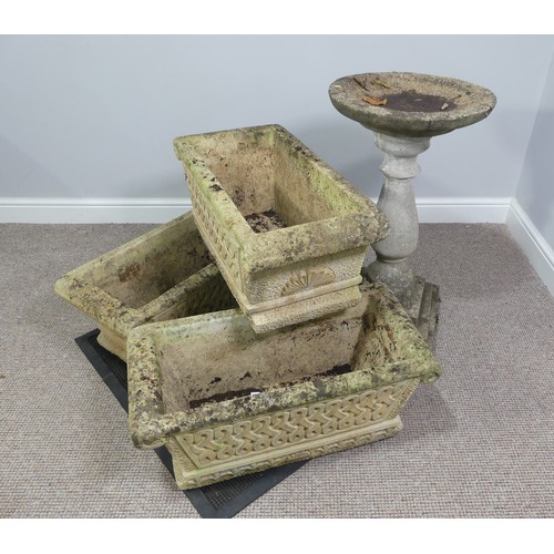 493 - Garden Statuary; a reconstituted stone rectangular Garden Planter, with knot decoration, W 68cm x D ... 