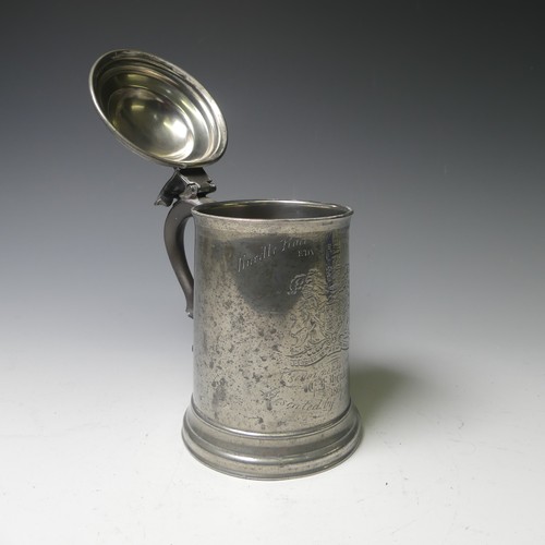 47 - A Victorian pewter Tankard, with ruby flash glass base, with sports prize inscription from the 'Scho... 