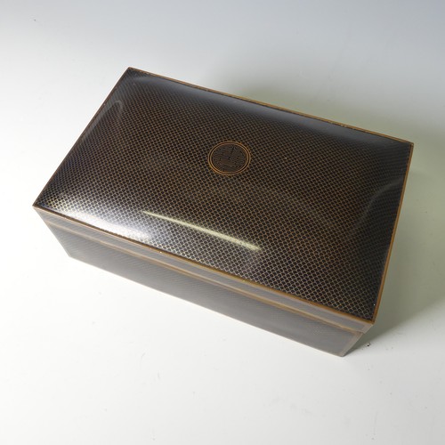 164 - A Japanese Cloisonne table Cigarette Box, with wood lined interior, 23.5cm wide, together with a cor... 