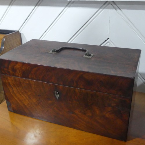 317 - A 19thC mahogany Tea Caddy, as found, with damages and replacement glass, 33cm wide.... 