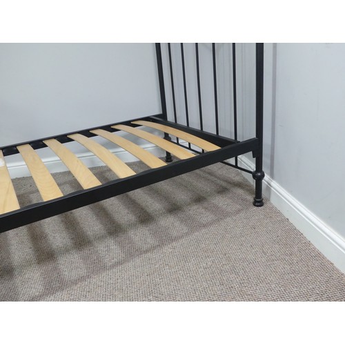 335 - A Victorian style brass and steel single Bed Frame, W 198cm x D 90cm x H 136cm.