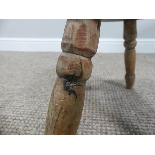 341 - An antique oak and elm Milking Stool, W 53cm x D 28cm x H 53cm, together with two others similar (3)... 