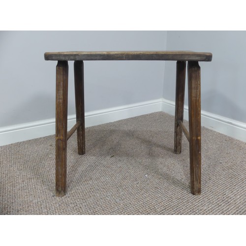 341 - An antique oak and elm Milking Stool, W 53cm x D 28cm x H 53cm, together with two others similar (3)... 