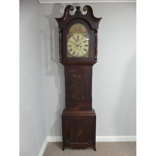 261 - P. Herman, Leeds, a mahogany 8-day longcase clock with two-weight movement striking on a bell, the p... 