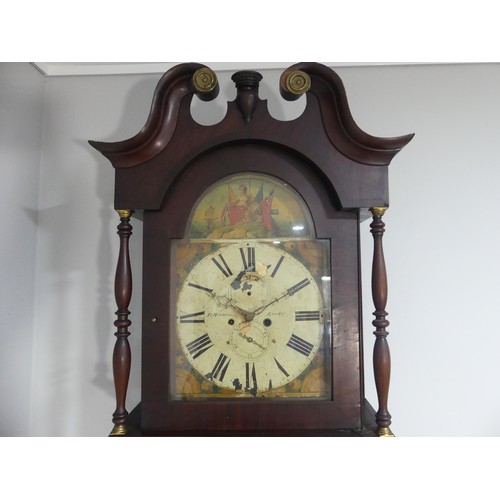 261 - P. Herman, Leeds, a mahogany 8-day longcase clock with two-weight movement striking on a bell, the p... 