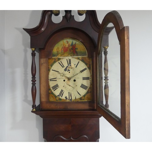 261 - P. Herman, Leeds, a mahogany 8-day longcase clock with two-weight movement striking on a bell, the p... 