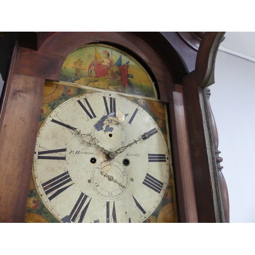 261 - P. Herman, Leeds, a mahogany 8-day longcase clock with two-weight movement striking on a bell, the p... 