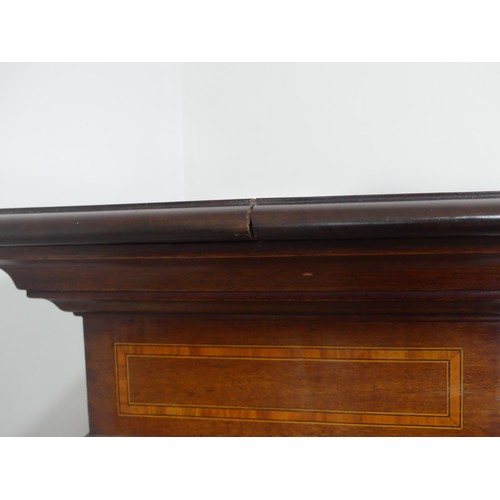 349 - An Edwardian inlaid mahogany torchere plant stand, has a split top. W 31cm x H 118cm x D 31cm.... 