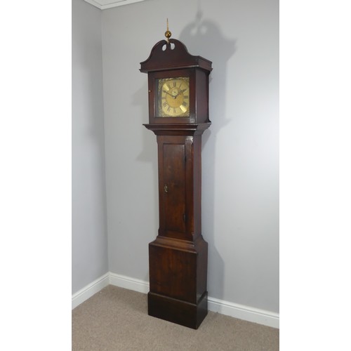 264 - An oak 30-hour Longcase Clock, the 11-inch brass dial signed C. Vaughan, Pont Pool and inscribed Rac... 