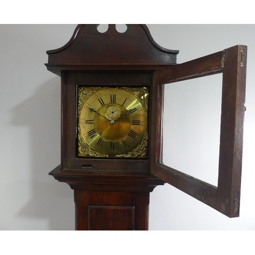 264 - An oak 30-hour Longcase Clock, the 11-inch brass dial signed C. Vaughan, Pont Pool and inscribed Rac... 