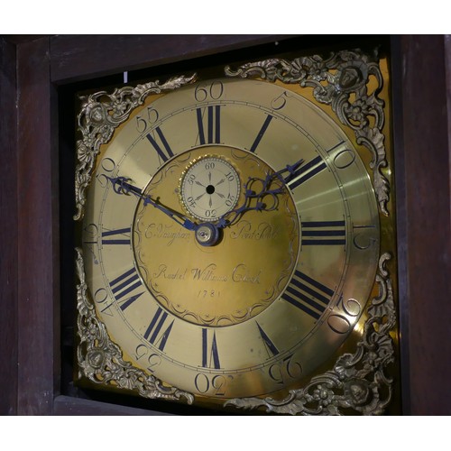 264 - An oak 30-hour Longcase Clock, the 11-inch brass dial signed C. Vaughan, Pont Pool and inscribed Rac... 