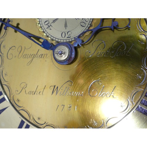 264 - An oak 30-hour Longcase Clock, the 11-inch brass dial signed C. Vaughan, Pont Pool and inscribed Rac... 