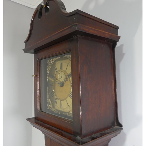 264 - An oak 30-hour Longcase Clock, the 11-inch brass dial signed C. Vaughan, Pont Pool and inscribed Rac... 