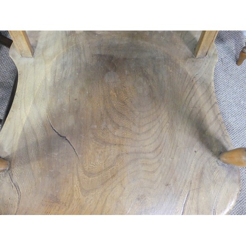 355 - A set of six ash and elm Windsor Armchairs, with hoop backs, W 59cm x H 100cm x D 56cm (6)... 