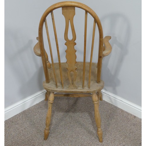 355 - A set of six ash and elm Windsor Armchairs, with hoop backs, W 59cm x H 100cm x D 56cm (6)... 